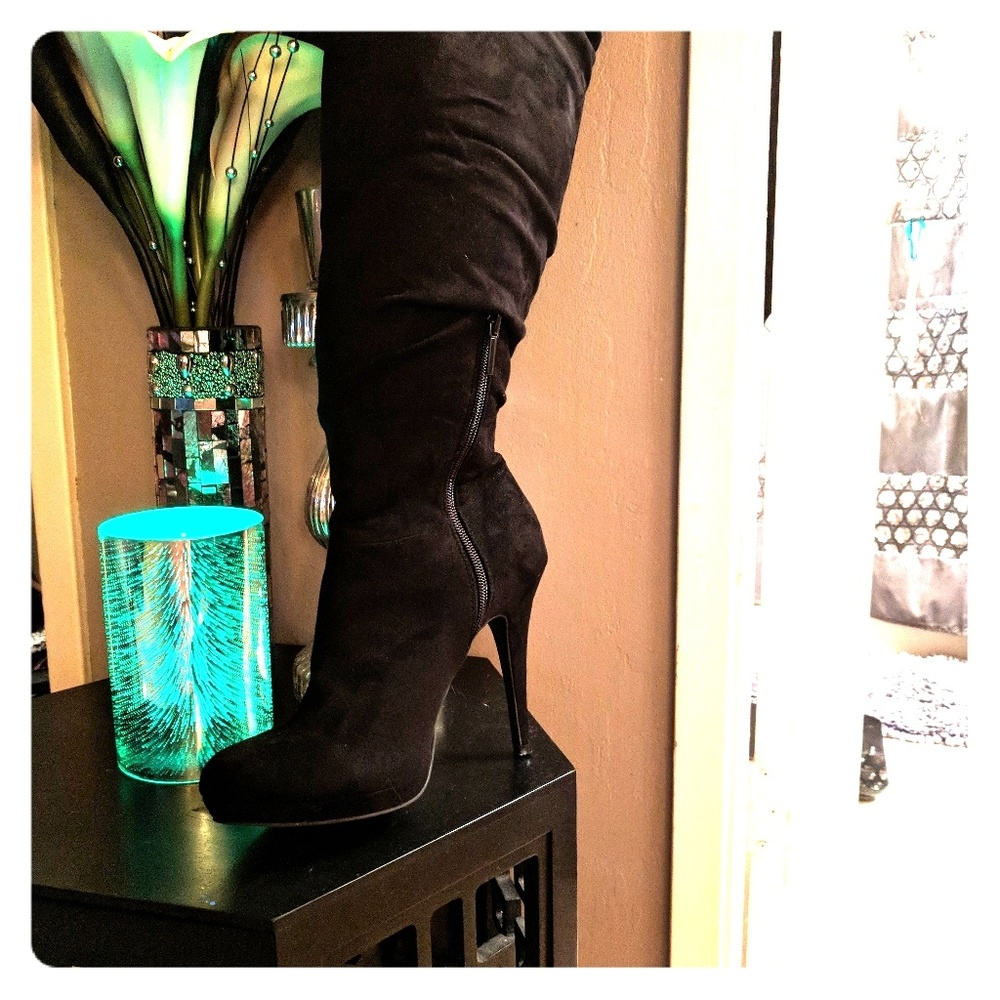 Wide calf, knee high, platform stiletto boots